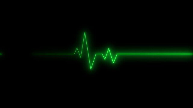 Green neon E C G heartbeat line on black background medical technology concept electrocardiogram
