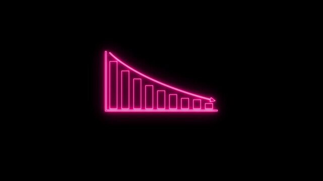 Neon Pink Bar Graph Decreasing Trend Chart on Black Background