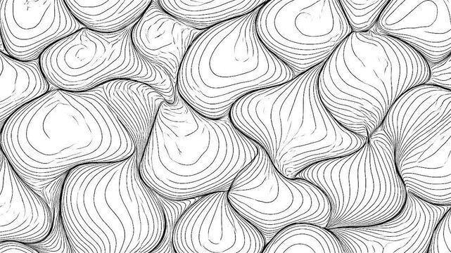 Abstract seamless pattern of flowing organic wavy lines on a white background