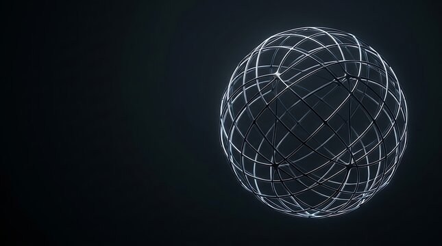 Futuristic glowing wireframe sphere representing digital connectivity
