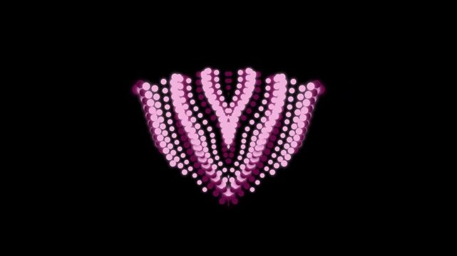 Abstract Animated Pink Dots Forming A Fan Shape On Black Background