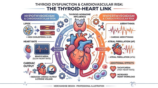 Thyroid dysfunction and cardiovascular heart risk medical infographic