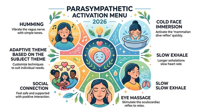 Parasympathetic nervous system activation techniques infographic