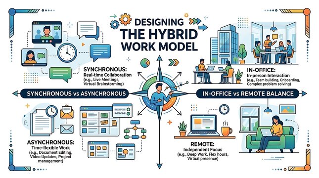 Designing the hybrid work model infographic for business strategy