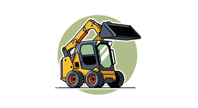 Yellow Skid Steer Loader Vector Illustration Heavy Equipment Icon