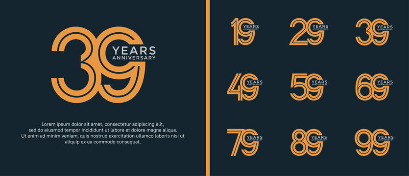 anniversary vector logo set, orange color can be use for celebration