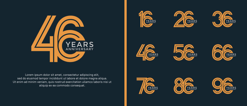 anniversary vector logo set, orange color can be use for celebration