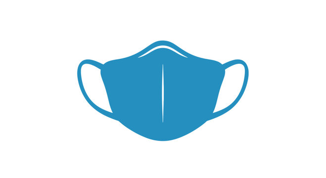 Blue Medical Face Mask on White.