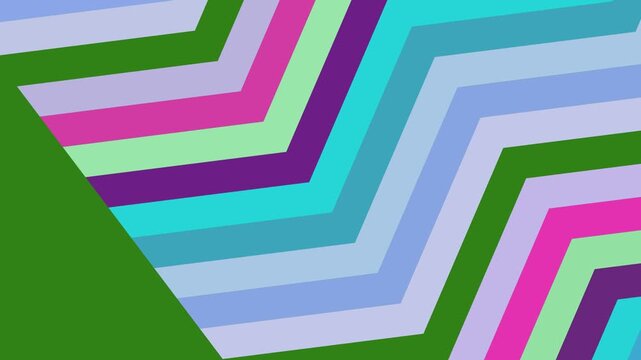 Abstract geometric chevron background with colorful moving zigzag stripes.