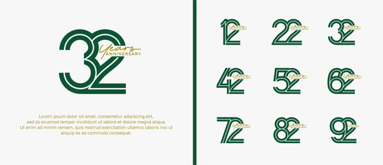 Fototapeta premium anniversary vector logo set, green color with handwriting can be use for celebration