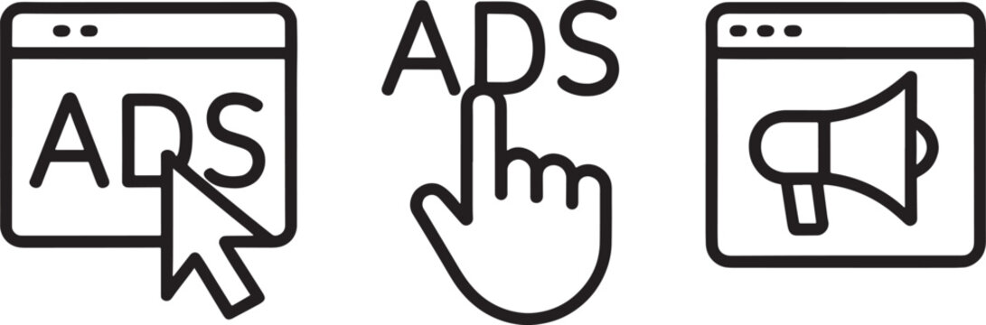 Advertising concepts showing ads click on website and online advertisement megaphone.