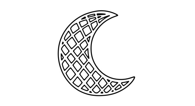 Crescent Moon with Diamond Pattern Design.