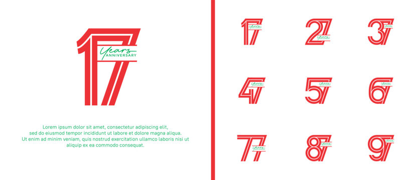 anniversary vector logo set, red color with handwriting can be use for celebration