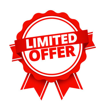 Limited Offer Badge: A vibrant red badge with a serrated edge and ribbon accent proudly displays LIMITED OFFER in bold white text, signifying urgency and exclusivity.