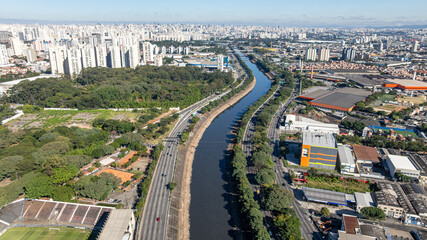 Fototapeta premium Marginal Tiete in Sao Paulo, aerial view.