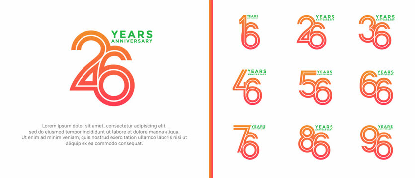 anniversary vector logo set, orange color can be use for celebration