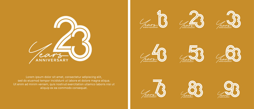 anniversary vector logo set, white color with handwriting can be use for celebration