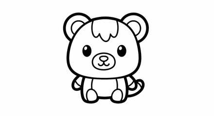 Cute cartoon bear cub coloring page for children © alfi