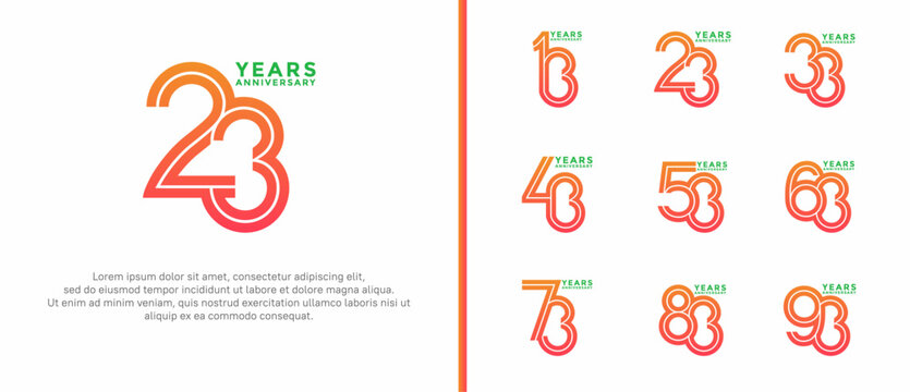 anniversary vector logo set, orange color can be use for celebration