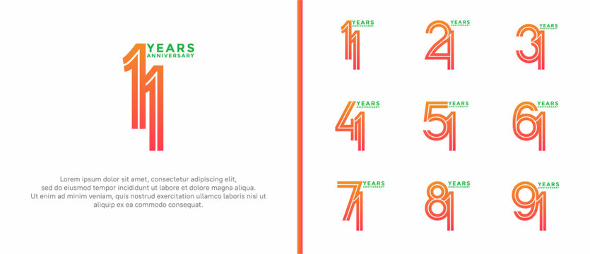 anniversary vector logo set, orange color can be use for celebration