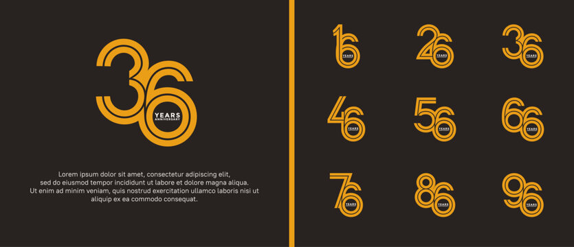anniversary vector logo set, orange color can be use for celebration