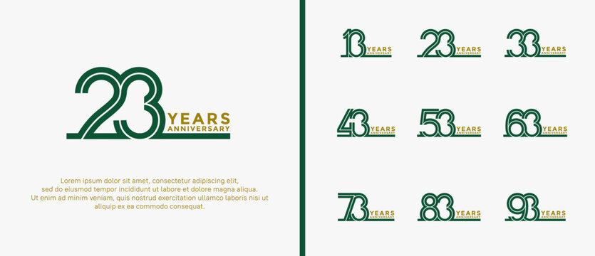 anniversary vector logo set, green and brown color can be use for celebration