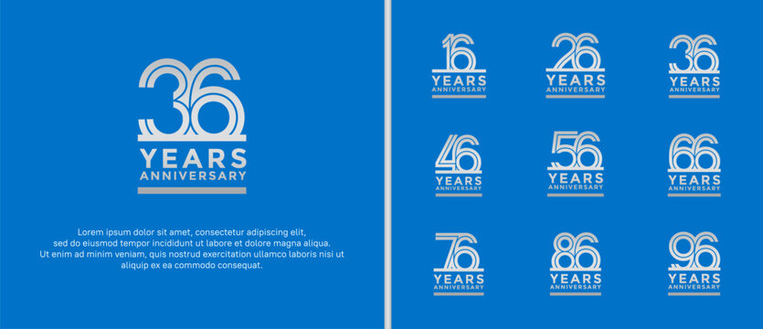 anniversary vector logo set, silver color can be use for celebration