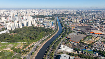 Fototapeta premium Marginal Tiete in Sao Paulo, aerial view.