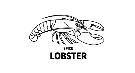 Fototapeta premium Spice Lobster Typography and Line Art Illustration