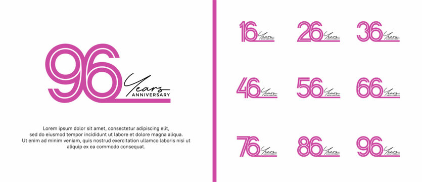 anniversary vector logo set, purple color and black handwriting can be use for celebration
