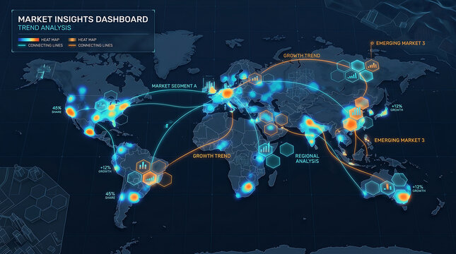 Market segmentation holographic heat map hexagonal clusters