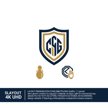 Shield crest logo with CSG text and pawn