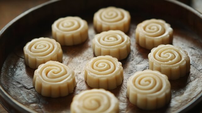 Teochew Style Spiral Mooncakes with Yam Paste Filling