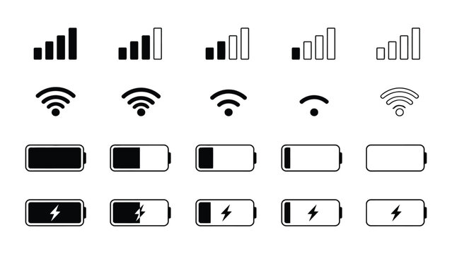 Mobile device status icons set