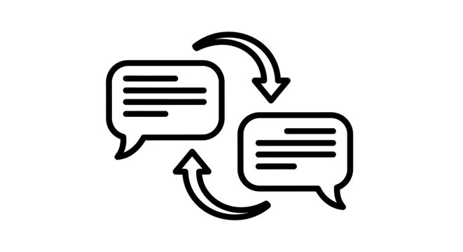 Two Speech Bubbles Icon Representing Dialogue and Communication in Interaction.