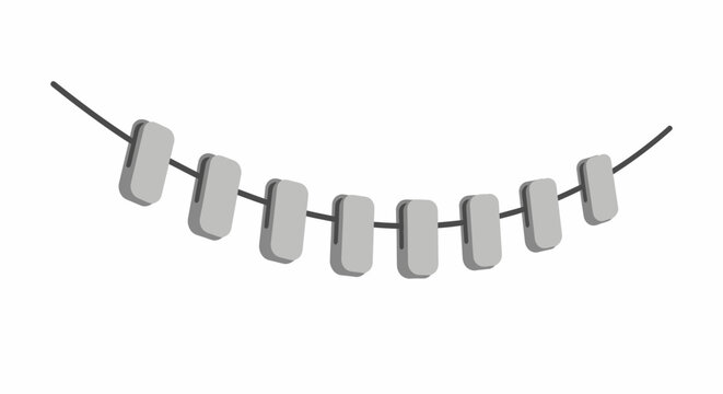 Illustration of Dental Braces on a Curved Archwire for Orthodontic Treatment.