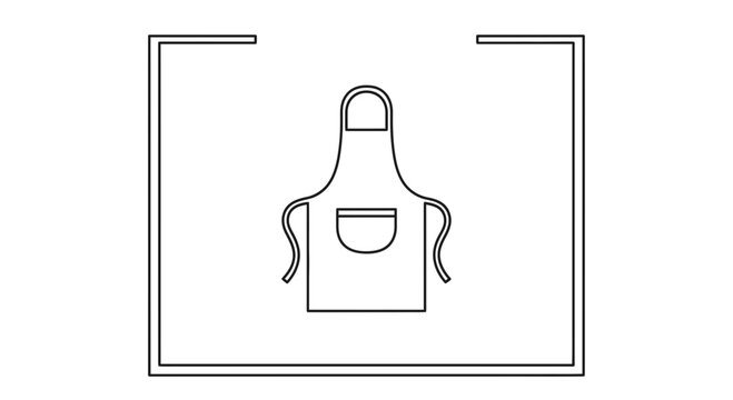 Simple Line Art Icon of a Kitchen Apron with Pocket Inside a Frame