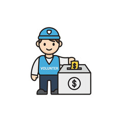 Fototapeta premium Volunteer donating money to charity box
