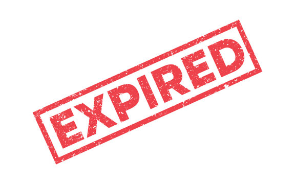 Red expired rubber stamp vector icon isolated on white background