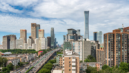 Fototapeta premium Materials on urban development and commercial real estate in Beijing's Central Business District, China