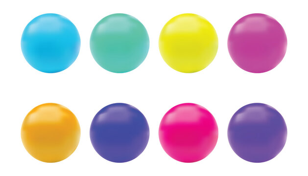 Set of colorful glossy spheres 3d render of shiny balls in various colors for design elements and web graphics