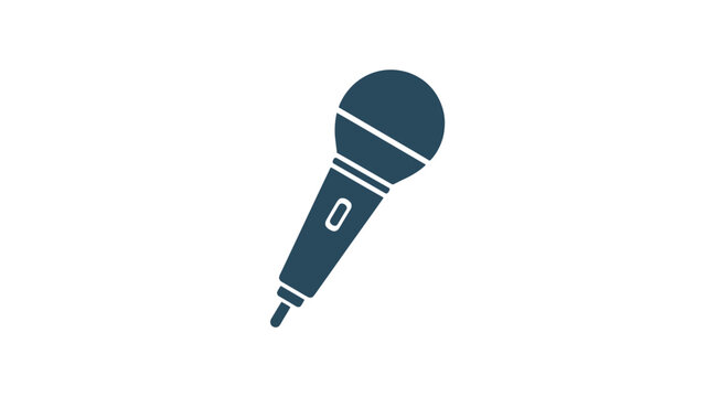 Blue Microphone Illustration on White Background.