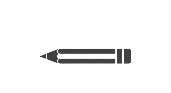 Black Pencil Icon on White Background.