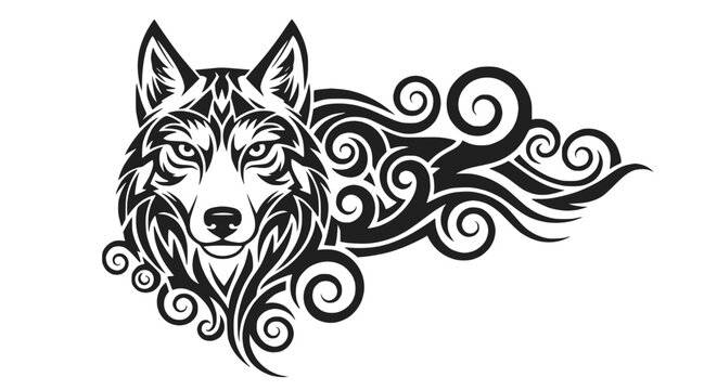 Tribal Wolf Tattoo Design - Fierce Animal Spirit Illustration