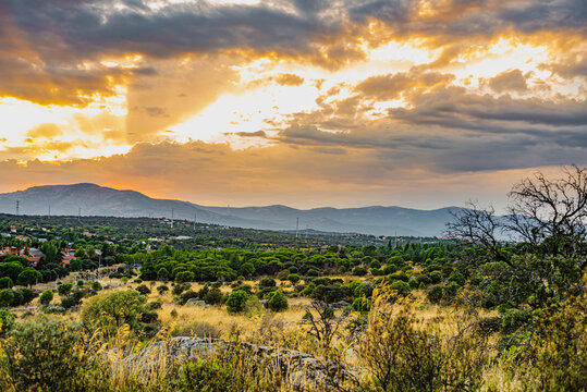 Sunset, Madrid, Spain, Parquelagos Torrelodones, Sierra Noroeste, Navacerrada, Europe