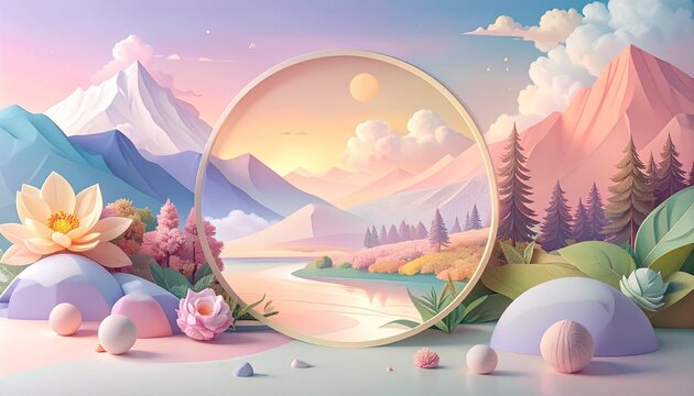 spring landscape with easter eggs and flowers slide background ppt 