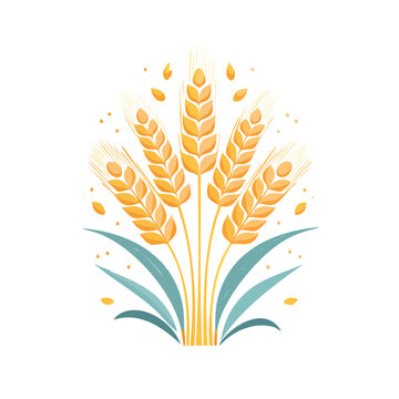Golden Wheat Bundle Flat Vector Illustration