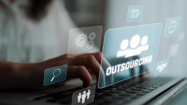 Outsourcing concept showing collaboration, delegation, global workforce, productivity, and task management through remote teams and external service providers Marrow