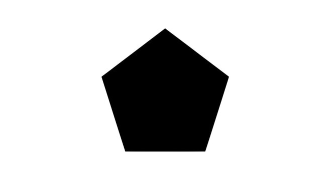 Black Pentagon Shape on White Background.