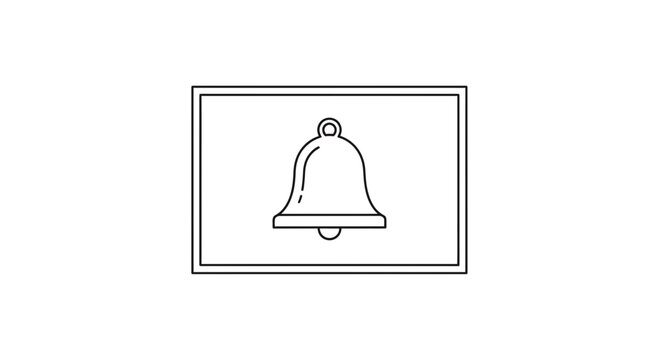 Simple Line Art Bell Icon Inside Rectangle Frame